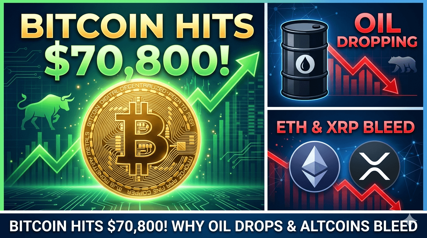 Bitcoin Hits $70,800! Why Oil is Dropping While ETH & XRP Bleed