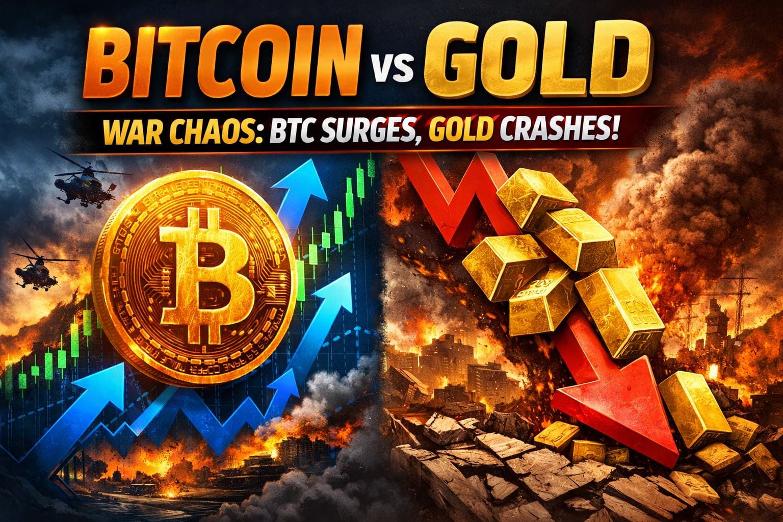 Bitcoin vs Gold: Gold Crashes as BTC Surges in War Chaos