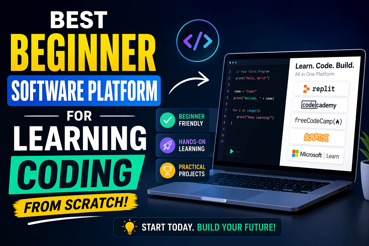 Best beginner software platform for learning coding from scratch?