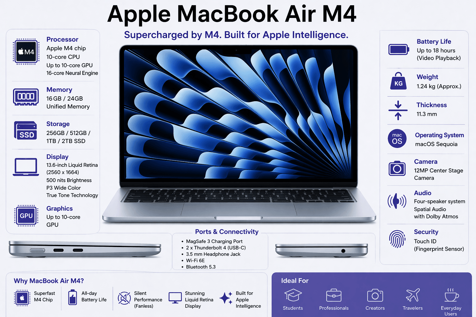 MacBook Air M4 - best battery life college laptop