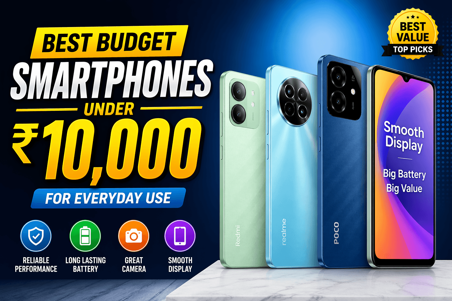 Best budget smartphones under ₹10,000 for everyday use