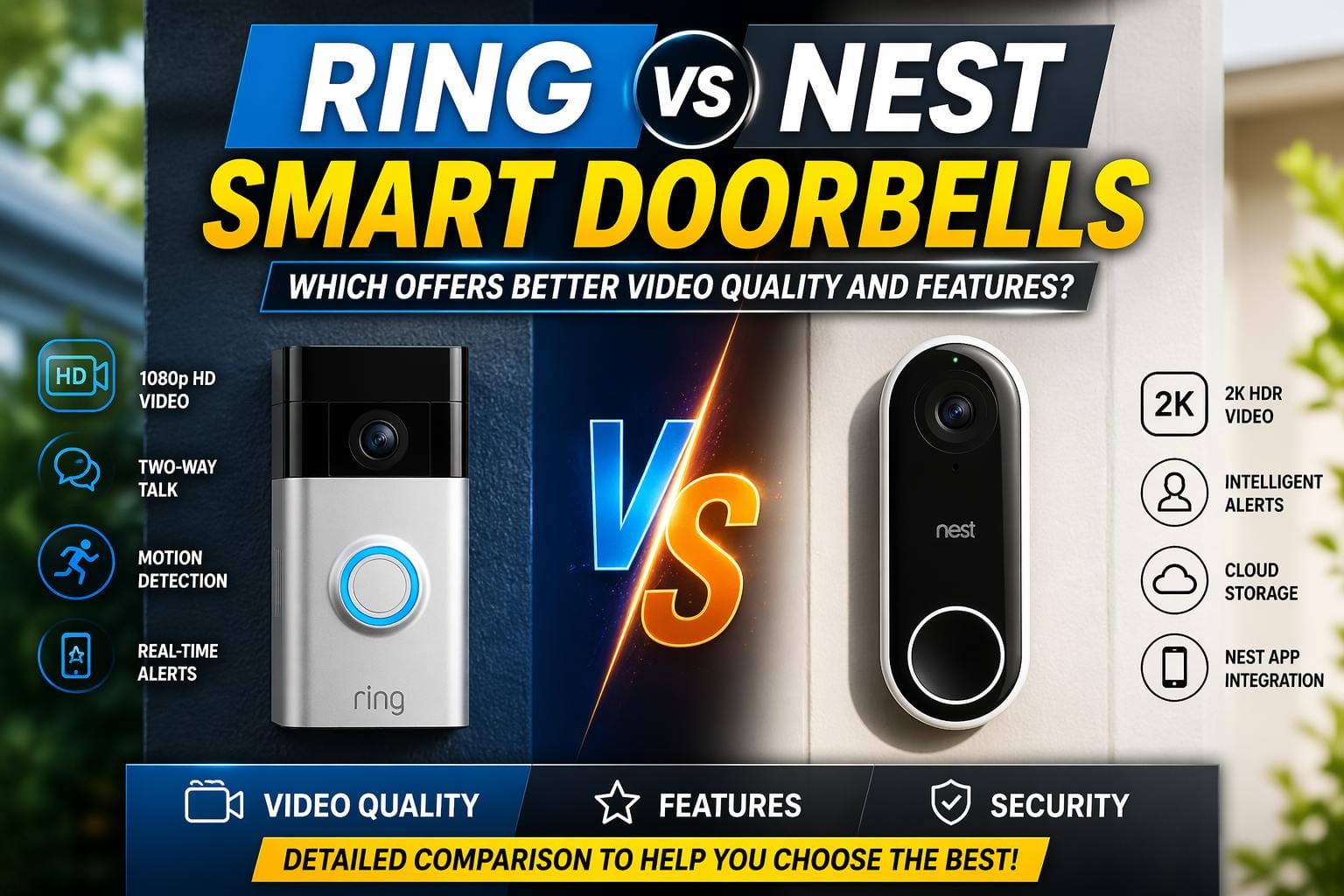 Ring vs Nest smart doorbells which offers better video quality and features