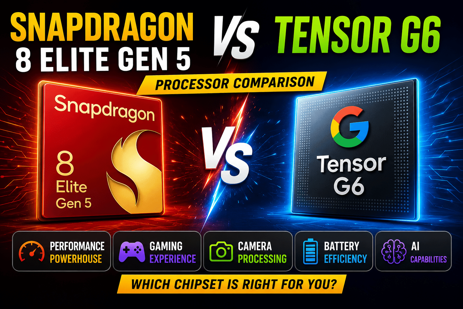 Snapdragon 8 Elite Gen 5 vs Tensor G6 processor comparison